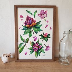 watercolor artwork painting flower arrangement