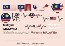 Malaysia Flag Bundle Svg, Waving, Love
