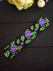 glass seed bead crochet bracelet , beaded bracelet , made to order