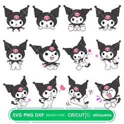 kuromi bundle svg, sanrio svg, hello kitty svg, kawaii svg, cricut, silhouette vector cut files