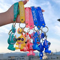 disney cartoon lilo&stitch pendant keychains holder car key chain key ring couple bag ornament key chain