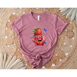 4th of july strawberry shirt, fruit lover shirt, happy 4th of july, patriotic shirt, republican gift, usa flag t-shirt,