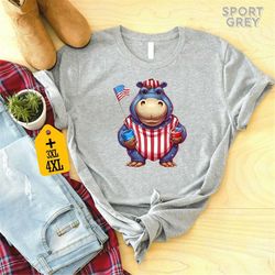 4th of july hippopotamus shirt, patriotic hippo shirt, funny memorial day shirt, republican gift, freedom shirt, usa fla