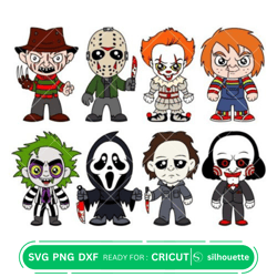 layered horror movies bundle svg, halloween svg, babies horror characters svg, cricut, silhouette vector cut files