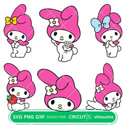 my melody bundle svg, sanrio svg, hello kitty svg, kawaii svg, cricut, silhouette vector cut files