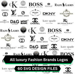 all luxury fashion brands logos - 60 svg design