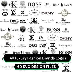 all luxury fashion brands logos - 60 svg design