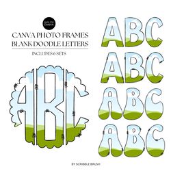 customisable canva letters photo frames templates bundle, blank canva letters frames