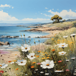 blooming paradise: summer's radiant symphony by the sea