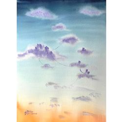 original watercolor painting by irina shilina canvas. "sky 2"
