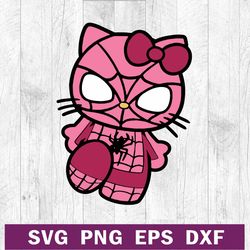 hello kitty spider man svg, pink spider man svg, spider man chibi svg png dxf file