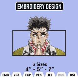 gyomei himejima  embroidery files, kyojuro rengoku, anime inspired embroidery design, machine embroidery design