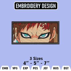 gaara embroidery designs, gaara logo embroidery files, naruto machine embroidery pattern, digital download