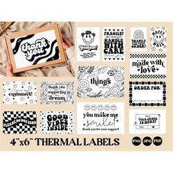 retro thermal label design bundle, thermal label, printable packaging sticker png, thermal sticker, rollo label, thank y