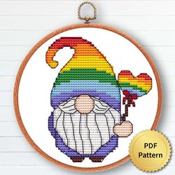 lgbt gnome cross stitch pattern