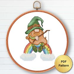 st. patrick gnome cross stitch pattern