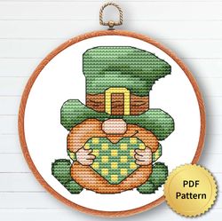 st. patrick gnome cross stitch pattern