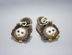 crochet baby booties, handmade cute owls toddler shoes, warm slippers, soft newborn footwear, gender reveal party gift