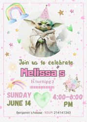 editable baby yoda birthday invitation