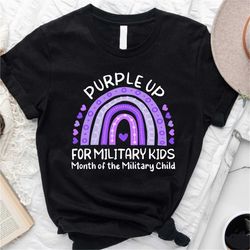 military kids shirt, purple rainbow military child shirt, purple up shirt, military mom appreciation sweatshirt,  milita