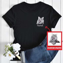 custom cat shirt, personalized cat photo and name shirt, custom name cat shirt, custom cat photo shirt, cat lover shirt,