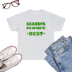 grandpa mows best lawn mowing funny vintage premium t-shirt