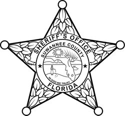 FLORIDA  SHERIFF BADGE SUWANNEE COUNTY VECTOR FILE Black white vector outline or line art file