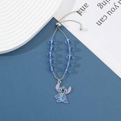 disney lilo and stitch bracelet stitch angel pendant metal bracelet crystal pearl jewelry accessory for couple