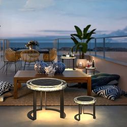 outdoor solar power led garden table // small