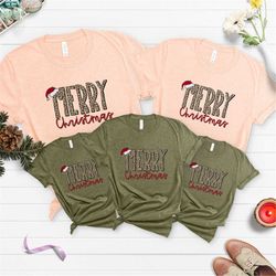 christmas women's tee, leopard xmas holiday clothes , santa hat shirt, christmas holiday tshirt,leopard merry christmas