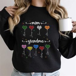 grandma heart personalized grandchildren shirt, gifts for nana gigi mom, customized kids names for grandma, mothers day,