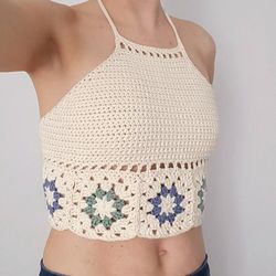 crochet  patterns hepatica granny top downloadable pdf, english