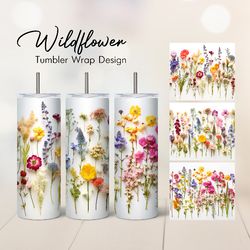 wildflower sublimation tumbler wrap - wildflower tumbler wrap design - skinny tumbler sublimation