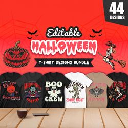 44 editable halloween t-shirt designs bundle | vol 2