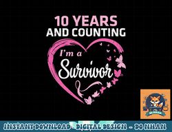 10 years and counting i'm a breast cancer survivor fight win t-shirt copy