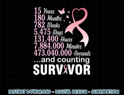 15 years 180 months & counting survivor fight breast cancer t-shirt copy