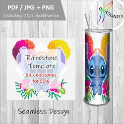 tropical alien tumbler template custom bling tumbler for ss16/4mm rhinestone tumbler template 60 stones/row - 163