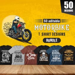 50 editable motorbike t-shirt designs bundle