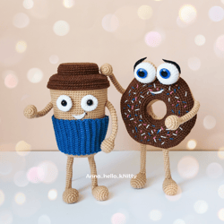 donut and coffee crochet toy pattern