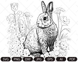 bunny rabbit svg, easter bunny svg, happy easter svg, spring svg, rabbit svg cut file, flower bunny svg, animal face svg