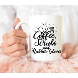 coffee scrubs and rubber gloves mug, funny coffee mug, coffee mug, mug with saying, coffee lover mug, gift for coffee lo