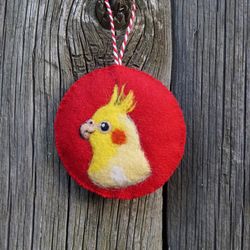 yellow cockatiel felt christmas ornament