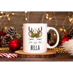 personalized christmas mug, custom reindeer mug, mug gift, funny christmas mug, secret santa gift, reindeer mug, gift fo