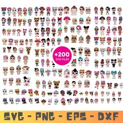 baby dolls svg ,lol dolls bundle svg eps png,200 file lol dolls for cricut, silhouette, digital, file cut
