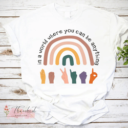 be kind sign language unisex t-shirt, rainbow shirt, kindness shirt, asl hand shirt, be kind sign shirt