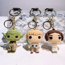 star wars keychain cartoon darth vader master yoda luke skywalker silicone pendant keyring car backpack key holder