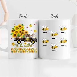 personalized sunflowers grandma mug, best grandma gifts, birthday gifts for grandma coffee mug, bee grandma mug, gifts f