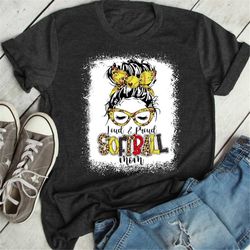 loud & proud softball mom messy bun hair leopard bleached, softball mama shirt, softball mom gift, softball lover shirt,