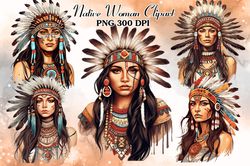 native american woman clipart bundle