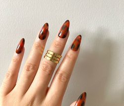 tortoise shell press on nails/fake nails/luxury long nails